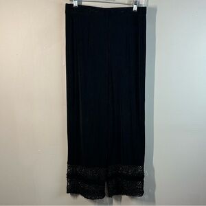 Travelers By Chicos Womens Black Lace Hem Slinky Knit Pull On Pants Size 1(M)